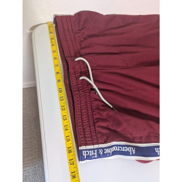 Abercrombie & Fitch Red Jogger Fleece Logo Side Stripe Sweatpants Men L Lounge - Picture 13 of 15